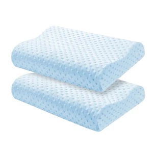 2 Pack Memory Foam Sleeping Pillow High Low Side Ergonomic Design Neck Support - Picture 1 of 33