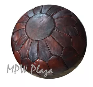 MPW Plaza Pouf, Retro, dunkelbraun, marokkanisches Leder osmanisch (ungefüllt) - Bild 1 von 2