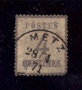 SELLO FRANCIA #N10 — 4c ALSACIA-LORRAINE OCUP'N -- 1870 -- USADO - Imagen 1 de 2