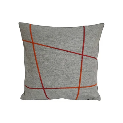 Sander Filz Kissenhülle Jeff NEU Bestickt  Streifen Grau Orange Rot 40 X 40  cm - Bild 1 von 4