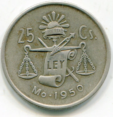 México 25 Centavos 1950 KM-443 lotedec3823 Foto 1 de 2