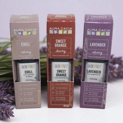 3x AURA CACIA Chill / Lavender / Sweet Orange Essential Oil Set .25 oz. (7.4 mL) - Image 1 of 4