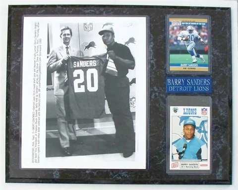 Detroit Lions' Barry Sanders  Rookie B&W Photo Plaque ! Cover
