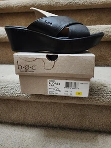 B.O.C. by Born Audrey Leather Wedges "Black" Size 8 NIB! - Picture 1 of 3
