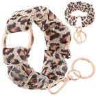 2PCS Leopard Print Scrunchie Keychain Bracelet for Women