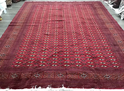 Hand-knotted 10' x 12'7" Turkman Wool Rug - Image 1 of 4