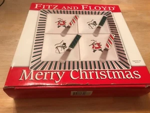NUEVO en Caja, Juego de Servir Aperitivo Feliz Navidad Fitz & Floyd, 9 Piezas 2006 - Imagen 1 de 10