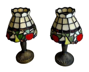 2er Set Vintage schöne Tiffany Stil Buntglas Teelicht Lampe Kerze - Bild 1 von 2