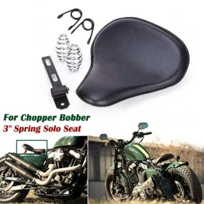 Motorcycle Bobber Solo Seat 3" Spring For Harley Davidson Sportster 1200 Yamaha - Image 1 of 4
