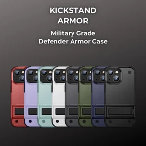 Military Grade Defender Armor Case for iPhone Hybrid Bumper Kickstand Cover - Picture 1 of 14
