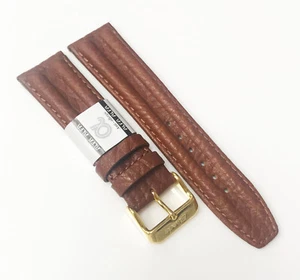 AlfaUSA Original Leather Genuine Anti-Allergic22mm Brown Gold Buckle Watch Band - Picture 1 of 6