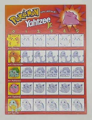 Milton Bradley / Hasbro Pokemon Yahtzee Jr. - Game Board Only - Image 1 of 2