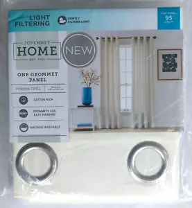 JCPenney Home Ivory Verona Twill One Grommet Panel 50"x95" - Picture 1 of 2