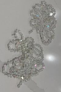 Iridescent Clear Plastic Beaded Christmas Garland 2 Strands Vintage - Picture 1 of 5