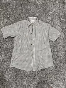 LL BEAN Shirt Mens L Plaid Button Up Short Sleeve Beige Great Condition - Picture 1 of 5
