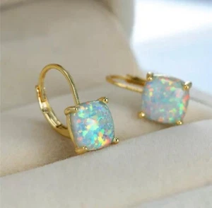 18k Gold Filled White Opal Stone Stunning Earrings - Picture 1 of 4
