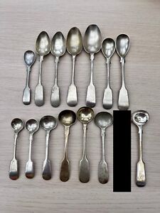 Antique joblot 14x Spoons Coffee Mustard Serving Silver Chrome Nickel Plate READ