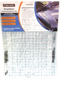 NEW Fiskars ShapeBoss Embossing Stencil Set LETTERING WHIMSICAL 5622 - Picture 1 of 4
