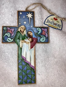 Jim Shore- Heartwood Creek Hanging Ornaments - Holy Family Cross 4055129 - Picture 1 of 7