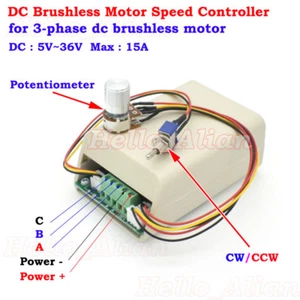 15A 3-Phase Brushless Motor Speed Controller DC 5V-36V CW CCW Reversible Switch - Picture 1 of 6