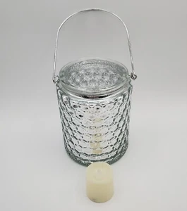 Candle Holder Jar 5.5" Silver Mercury Glass Look w LED Tea Light Candle NOS - Picture 1 of 13