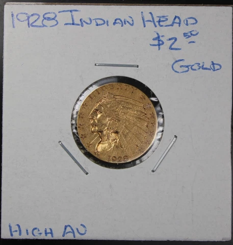 1928 $2.50 Dollar US Indian Head Quarter Eagle Gold Coin $2 1/2 Cover