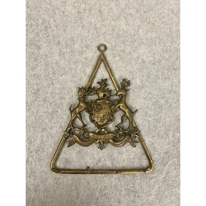 Italienisches Ehrenschild Wappen Messing Schlüsselhalter Haken Ritter Hund & Hirsch Vintage - Bild 1 von 6