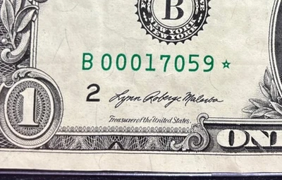 2021 $1 Dollar Bill #00017059 B Series *Star Note Low Numbers Only 500,000 Made - Image 1 of 4