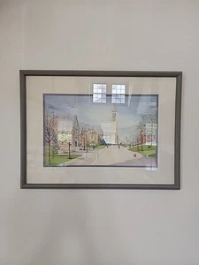 ORIGINAL Cornell University Aquarell von Nancy Haas Gemälde unten links signiert - Bild 1 von 10