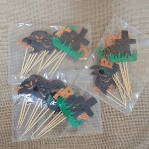 36 Pack Halloween Cupcake Picks Glitter Ghost Boo - Picture 1 of 3