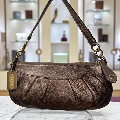 Coach Madison Small Hobo Shoulder Bag Metallic Bronze Leather Gold Copper Tone - Image 1 of 4