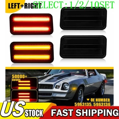 Carcasa de luz marcadora lateral delantera y trasera ahumada para Pontiac Firebird 1970-1981 1~10X Foto 1 de 4