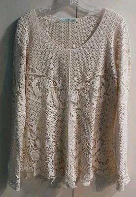 Top Maurices Para Mujer Talla Grande Marfil Crochet Capas Boho Floral Noches Frescas  Foto 1 de 4