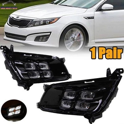 1 Pair DRL Daytime Running Light For Kia Optima K5 2014 2015 LH+RH LED Fog Lamp - Image 1 of 4