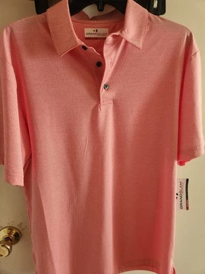 Mens Grand Slam Golf Polo Shirt Calypso Rose Stretch Performance Medium  - Image 1 of 4