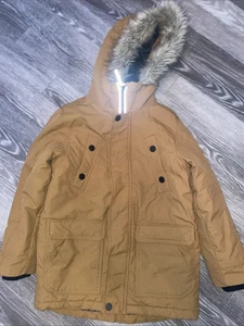 Next Boys Winter Coat Girls Parka Coat Age 7 Years Mustard Browns Zip Pockets - Picture 1 of 13