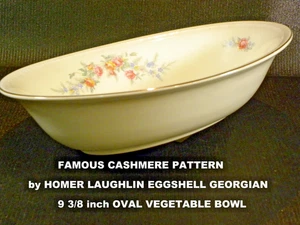 TERRIFIC 9 3/8" OVAL VEGETABLE BOWL of CASHMERE PATTERN by HOMER LAUGHLIN - Picture 1 of 6