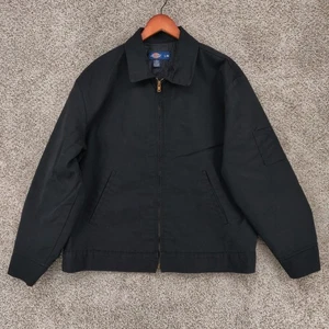 Vintage Dickies Eisenhower Jacket Mens Large Black Full Zip Lined Pockets Work - Picture 1 of 16