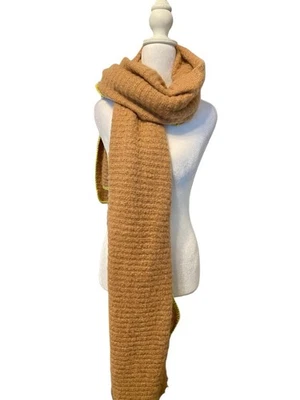 Anthropologie Gruesa Mezcla Lana Marrón Manta/Envoltura/Bufanda Costuras Verdes Foto 1 de 4