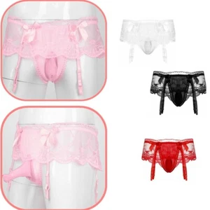 Men's Sexy Sissy Lingerie See Through Lace Briefs T-back Panties Underwear - Picture 1 of 69