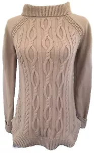 Talbots Classic 3 Season Pullover Zopfmuster XS hellbraun Rollkragen 100% Baumwolle - Bild 1 von 5