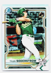 2021 Bowman Chrome Tyler Soderstrom Refractor #'d /499 BCP-217 Oakland A's - Picture 1 of 2