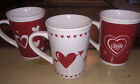Lot de 3 tasses à café Royal Norfolk Valentine Hearts rouge blanc EUC