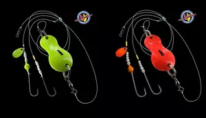 Jenzi Dega UV-aktiver Buttlöffel + Vorfach 40 - 80g Buttvorfach Plattfisch Rig - Bild 1 von 6