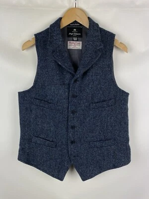 Nigel Cabourn Harris Tweed men’s herringbone wool military style vest waistcoat  - Image 1 of 4