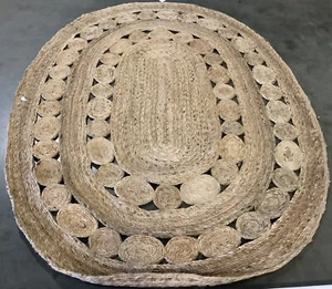 NATURAL 5' X 7' Oval Broken Thread Rug, Reduced Price 1172666352 NFB265A-57OV - Picture 1 of 3