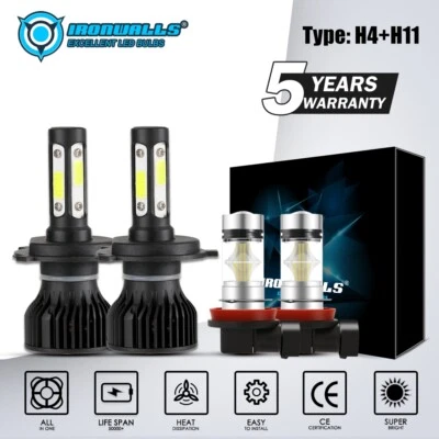 For Honda Ridgeline 2006-2014 LED Headlight Fog Lights High&Low Beam Bulbs 6500K - Image 1 of 4