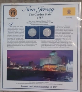 New Jersey 1999 Statehood Quarters P&D Postal Commemorative Society Sheet - Picture 1 of 5
