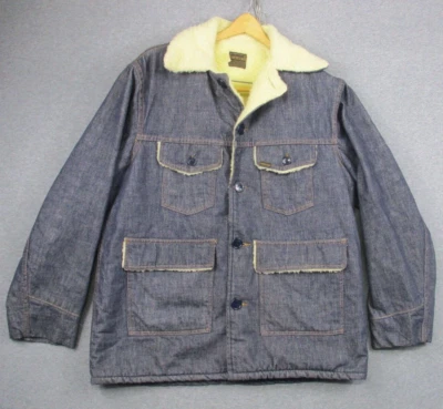 Abrigo de piel de oveja vintage Sears Roebucks Chore para hombre 42 chaqueta de mezclilla granero EE. UU. Foto 1 de 4
