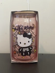Hello Kitty Skelett Netz Glas Becher mit Bambus Deckel und Glas Strohhalm, 16 Unzen - Bild 1 von 4